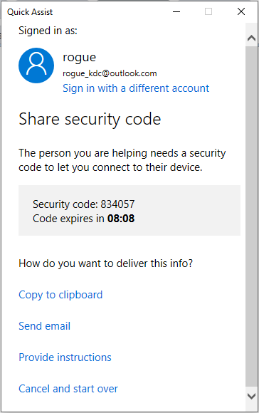 Impersonating Microsoft Support using Quick Assist